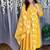 Yellow floral printed cotton kurta and pant set with dupatta