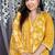 Yellow floral printed cotton kurta and pant set with dupatta