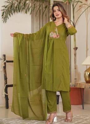 Cotton cambric straight  kurti-pant-dupatta  set 2