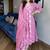 Pink floral printed cotton kurta and pant set with dupatta