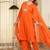 Orange Cotton cambric straight  kurti-pant-dupatta  set