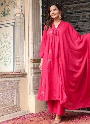 Cotton cambric dyed anarkali  kurti-pant-dupatta  set 2
