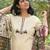 Off white embroidered cotton flex kurta and pant set with chanderi dupatta