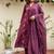 Purple Cotton cambric dyed anarkali  kurti-pant-dupatta  set
