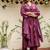 Purple Cotton cambric dyed anarkali  kurti-pant-dupatta  set