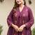 Purple Cotton cambric dyed anarkali  kurti-pant-dupatta  set