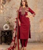 Cotton cambric straight printed  kurti-pant-dupatta  set