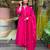 Rani pink Cotton cambric a-line kurti-pant-dupatta  set