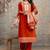 Orange Cotton cambric straight  kurti-pant-dupatta  set