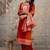 Orange Cotton cambric straight  kurti-pant-dupatta  set