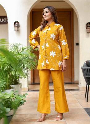 Yellow Printed Cotton co-ord set 2
