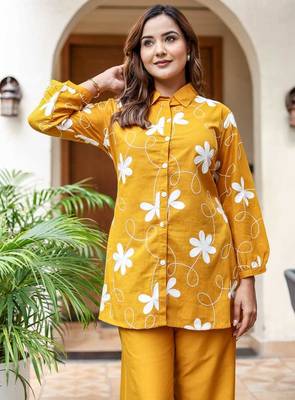 Yellow Printed Cotton co-ord set 3