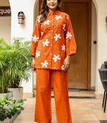 Orange printed Cotton co-ord  set