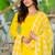 Lemon yellow embroidered cotton kurta and pant set with dupatta