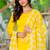 Lemon yellow embroidered cotton kurta and pant set with dupatta
