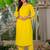 Lemon yellow embroidered cotton kurta and pant set with dupatta