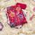 Pink viscose organza sequins dress material with dupatta