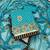 Blue chanderi modal cotton embroidery dress material with dupatta