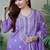 Dark pastel purple embroidered suit set with dupatta