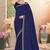 Navy blue color resham embroidery & zarkhan stone border georgette saree with blouse