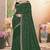 Green color resham embroidery & zarkhan stone border georgette saree with blouse
