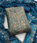 Multi cotton silk handwork dress material with dupatta