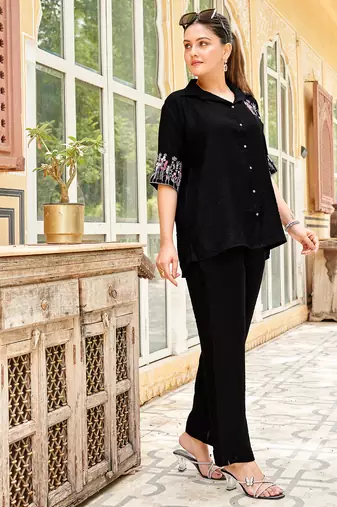 Women viscose Weaving Thread & Handwork Shirt & Pant