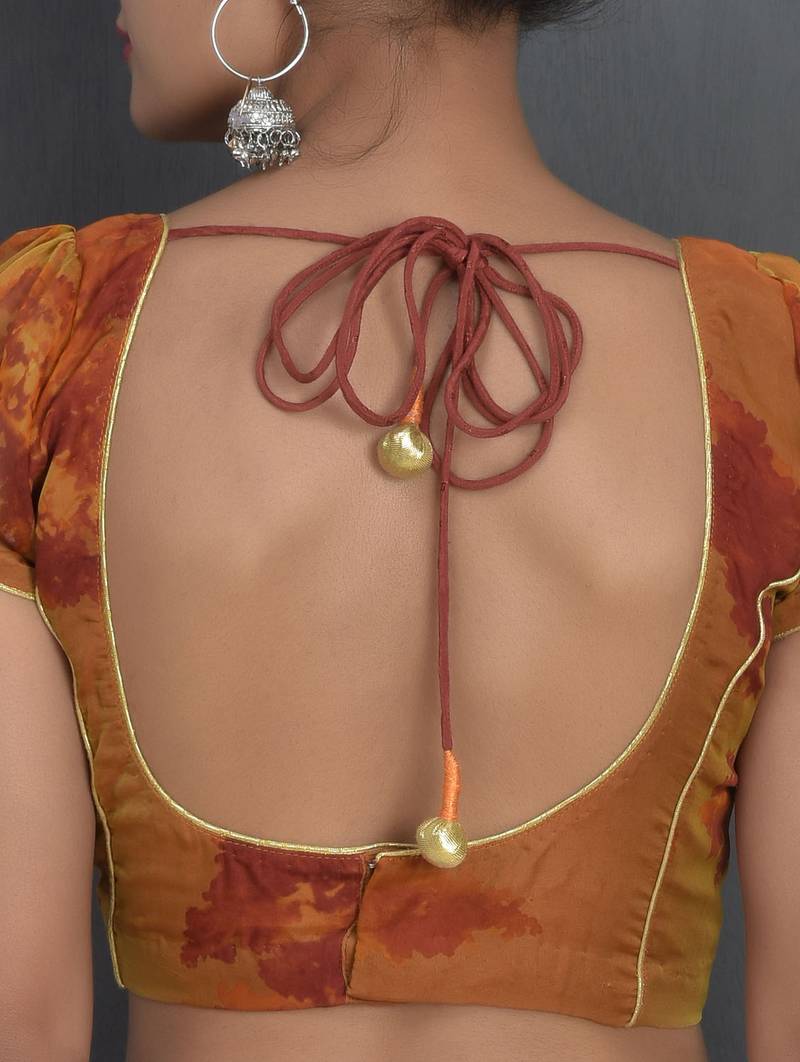 saffron pure georgette printed blouse