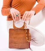 The Royals Suitcase style Square handbag in Acacia wood