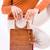 The Royals Suitcase style Square handbag in Acacia wood