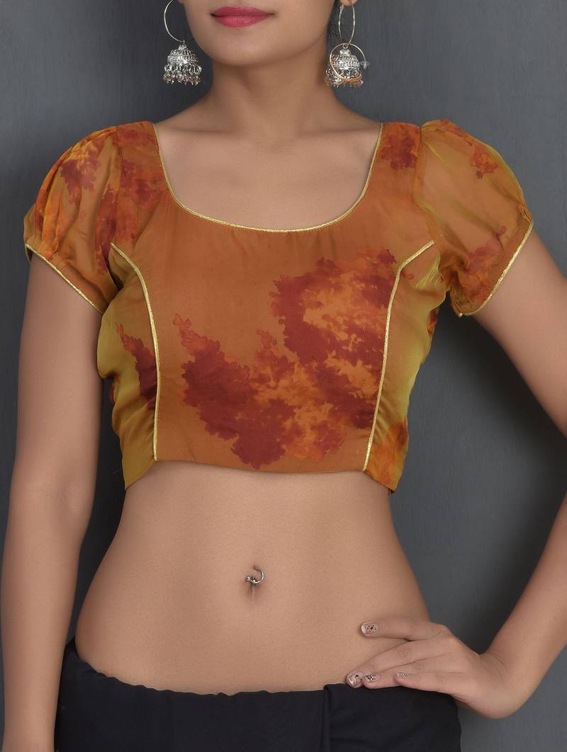 saffron pure georgette printed blouse