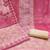 Pink viscose cotton banrasi handwork dress material with dupatta