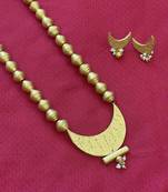 Godlen hand painted wooden chandrakor necklace