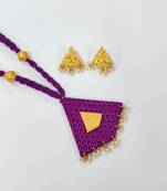 Pink wooden beaded long necklace set