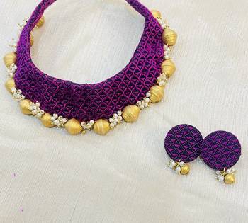 Pink handloom fabric jewelery 1