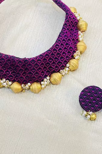 Pink handloom fabric jewelery