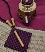 Pink handloom fabric long necklace