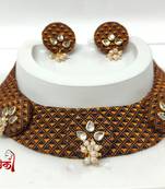 Golden handloom fabric jewelery