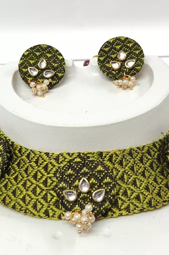 L green handloom fabric jewelery