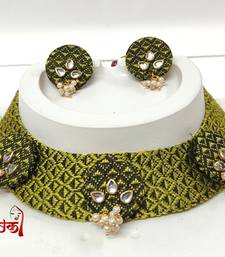 L green handloom fabric jewelery