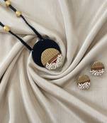 Black long necklace golden paper bead jewelery