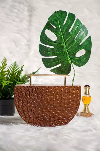 The Royal Hand carved Semicircle bag in sheesham wood