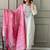 Off White Khadi Cotton Kurta Set with Floral Embroidery & Pink Khadi Silk Dupatta