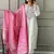 Off White Khadi Cotton Kurta Set with Floral Embroidery & Pink Khadi Silk Dupatta