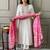 Off White Khadi Cotton Kurta Set with Floral Embroidery & Pink Khadi Silk Dupatta