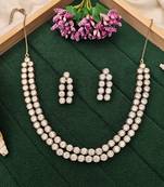 Mehendi polish double line cz diamond necklace set with earrings – beautiful look for her