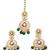 Royal kundan bridal necklace set with green beads, earrings & maang tikka | indian jewelry with pearl & stone detailing