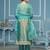 Sea green viscose organza weaving dress material with dupatta