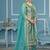 Sea green viscose organza weaving dress material with dupatta