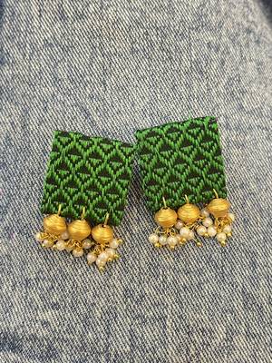 Emrald green col handloom fabric jewelery 2
